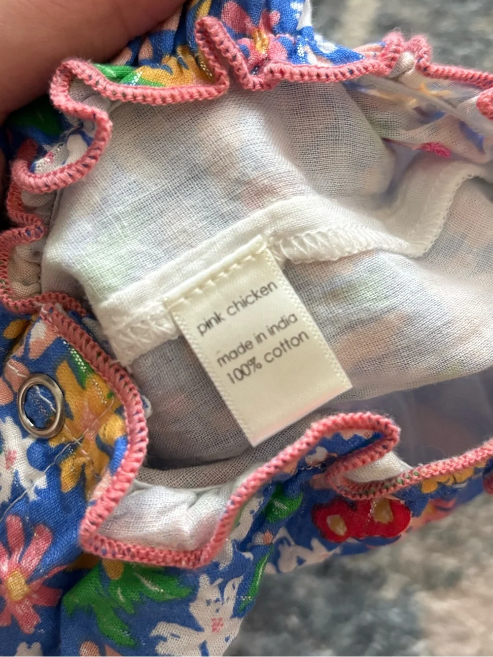 NWT Pink Chicken Elliot Bubble Cotton Floral Gingham Ruffle Size 6-12M